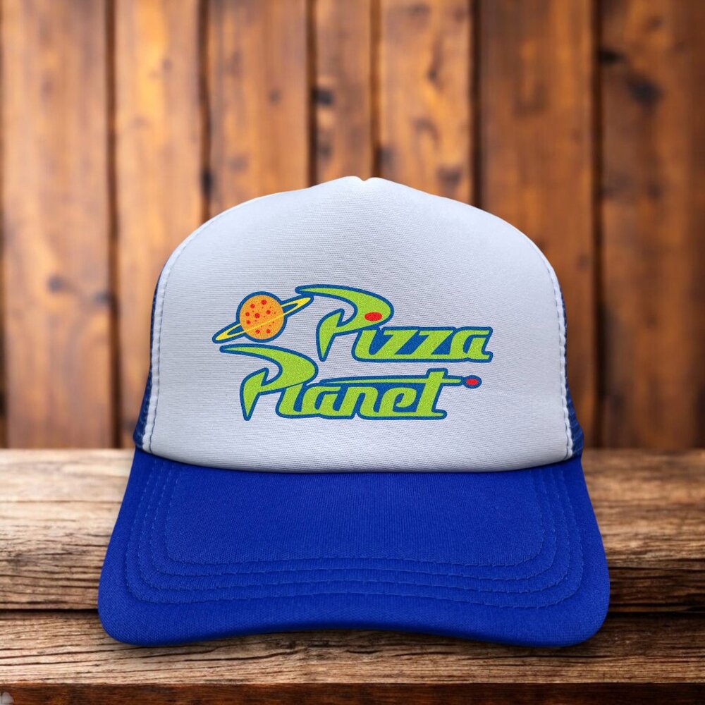 Pizza Planet Unisex Trucker Hat Blue Snapback Toy Story Retro Baseball Cap